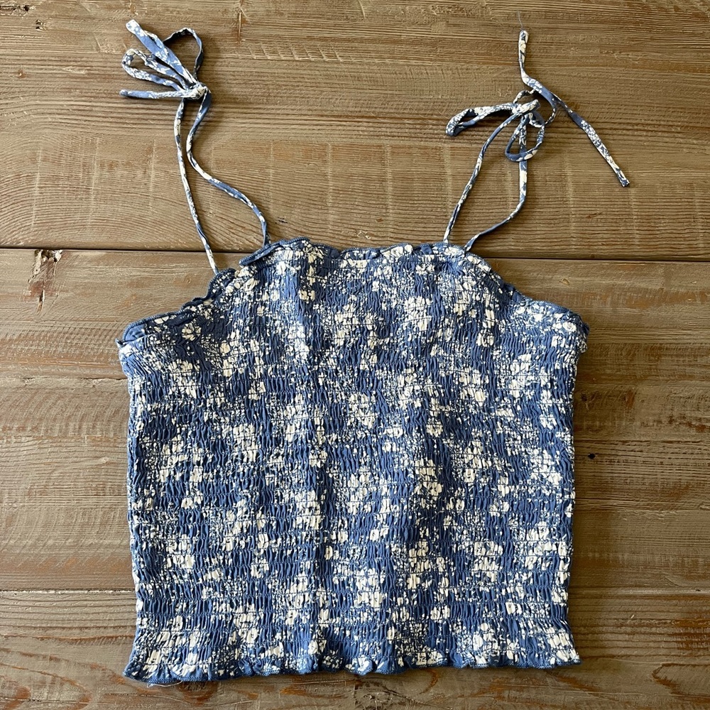 Blue Floral Tank Top